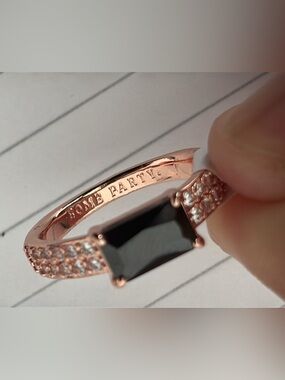 Bomb Party Rose Gold Tone and Black Stone Ring
